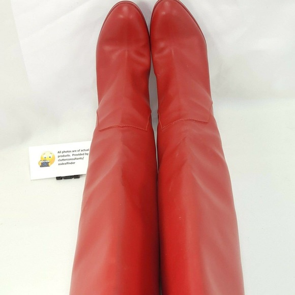 Sergio Rossi Tall Leather Heeled Boots Womens Size 5 35 Red - Picture 6 of 10
